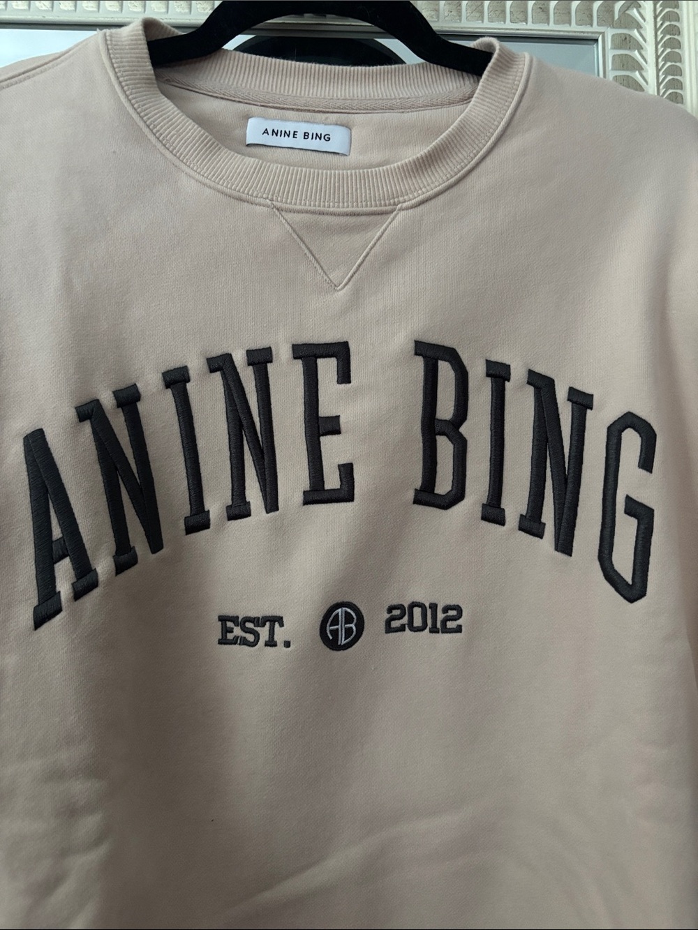 Anine Bing Cream Ramona Crewneck Sweater, Large - Picture 2 of 5
